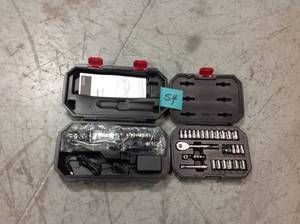 lot 54 image: Husky 38 in. Drive 12-Volt Lithium-Ion Cordless Ratchet PLUS Husky 14 in. Drive Socket Wrench Set (30-Piece)&nbspin good condition
