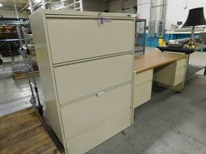 lot 439 image: Desk with File Cabinet