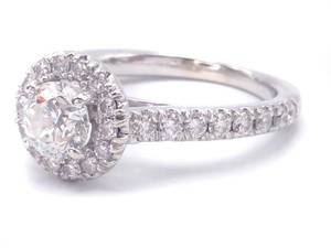 lot 5 image: Elegant 1 Carat Diamond Halo Estate Ring in 14k White Gold $4875