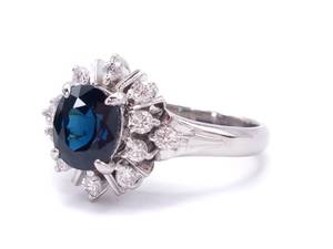 lot 11 image: Breathtaking 1.61 Natural Sapphire and .27 Carat Diamond Estate Ring in Platinum $7000