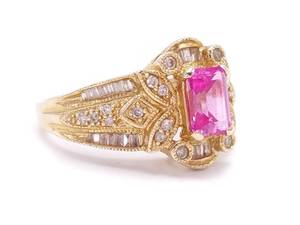 lot 20 image: Fancy Pink Sapphire and Diamond Estate Ring in 14k Gold $4150