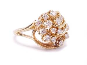 lot 33 image: Gorgeous 12 Carat Diamond Cluster Estate Ring in 14k Gold $1950