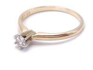 lot 41 image: Petite Tiffany Styled Diamond Solitaire Estate Ring in 14k Gold