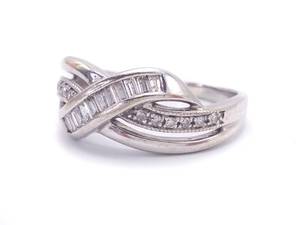 lot 43 image: Ladies Round and Baguette Diamond Estate Ring in 14k White Gold $2200