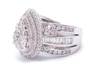 lot 3A image: Stunning Brand New 3 Carat Pear Shaped Diamond Ring in 14k White Gold $12999