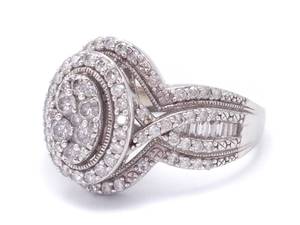 lot 9A image: 2 Carat Oval Double Halo and Twist Estate Ring in White Gold $3499