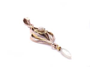 lot 34D image: Antique Victorian Pearl Estate Pendant Yellow Gold