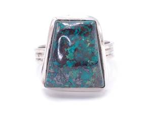 lot 40C image: Deep Bluish Green Turquoise Navajo Styled Estate Ring in Sterling Silver $350