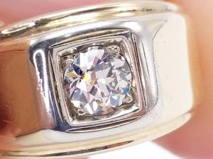 lot 12 image: Mens Fine Old European Cut Diamond (VS) Estate Ring in 14k Yellow Gold