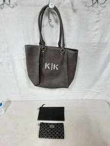 Initials Inc. Vegan Leather Tote  2-Victorias Secret Pouches