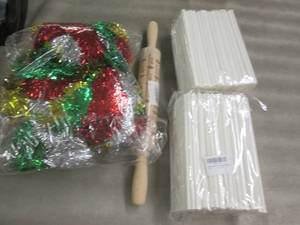 2- 250 ct Paper Straws, Rolling Pin...