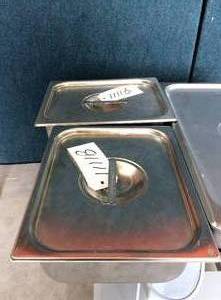 3 RESTAURANT HOTEL PANS WITH LIDS - 2 HALF PANS 4 DEEP WITH LIDS &amp 1 FULL 4 DEEP WITH LID - EXCELLENT CONDITION