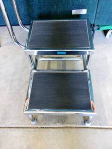 Pedigo Double Step Footstool with Handrail, Chrome - Excellent Condition