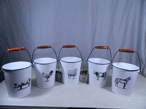 5 New Metal Bucket Planters