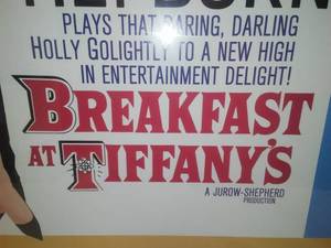 lot 64 image: Breakfast at Tiffanys Andrey Hepburn poster