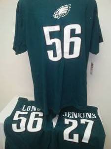 lot 99 image: 3 NFL Eagles T - shirt New with tags. Long- XL, Long - med., Jenkins  med. over $ 60 retail.