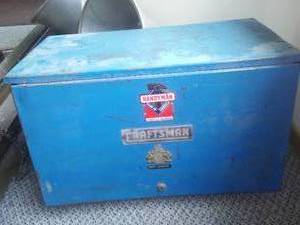 lot 111 image: Tool chest with contents. 25x12.5 x 14.5, vice grip, sockets & more drawers close smooth.