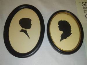 lot 115 image: 2 Silhouettes Ruth F. Sturgis 1940. Harold Thornby, Dec. 1927, 11 yrs old.