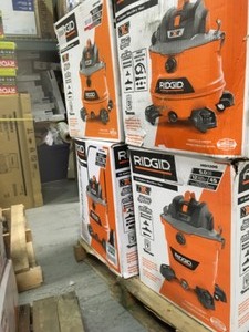 lot 2 image: Pallet with assorted Ridgid WetDry vas various models and conditions customer returns