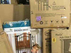 lot 23 image: Pallet with assorted Baby Gates various Models and sizes Customer Returns many in new condition