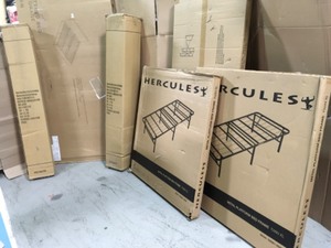 lot 30 image: Pallet with assorted  Bed FRames and Memory Foam gel mattreses and more not used