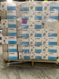 lot 4 image: Pallet of assorted Moen Showers various models and conditions customer returns some used and missing pieces