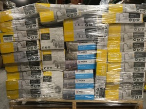 lot 51 image: Pallet with assorted Branded Faucets Customer return open boxes some items have been used or have missing parts - For Parts or Repair