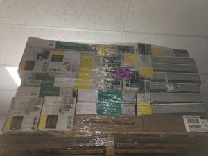 lot 50 image: Pallet with assorted Branded Faucets Customer return open boxes various models and conditions