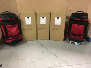 lot 28 image: Lot of 5 Brand New Amazonbasics Ripstop Wheeled Duffel, 30 Inch - Red, Unisex