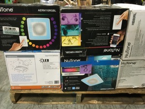 lot 8 image: Lot of assorted Bath Fans, Attic Vent, Heater Fans, and more various conditions customer returns