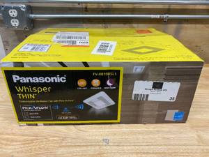 lot 35 image: PANASONIC WhisperThin Pick-A-Flow 80 or 100 CFM Exhaust Fan with LED Light Low Profile Ceiling or Wall and 4 in. Oval Duct Adapter