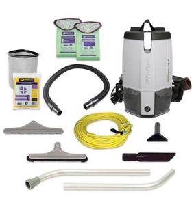 lot 46 image: PROTEAM ProVac FS 6 6 Qt. Commercial Backpack Vac with Restaurant Tool Kit