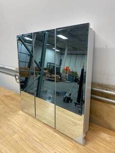 lot 49 image: GLACIER BAY 24-38 in. W x 25-14 in. H Frameless Surface-Mount Tri-View Bathroom Medicine Cabinet