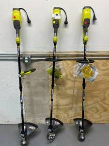 lot 55 image: RYOBI Lot of 3 Electric Weed Trimmers