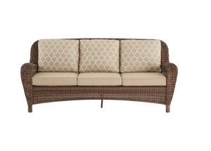 lot 56 image: HAMPTON Bay Beacon Park Brown Wicker Outdoor Patio Sofa