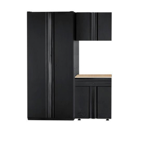 lot 64 image: HUSKY Heavy Duty Welded 64 w x 81 H x 24 D Steel Garage Cabinet Set in Black (3-Piece)