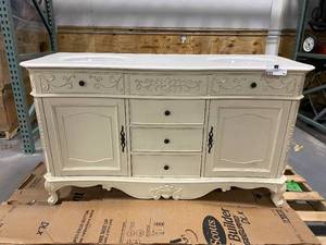 lot 84 image: White Bathroom Vanity - Double Sink 60 x 22 x 34.5