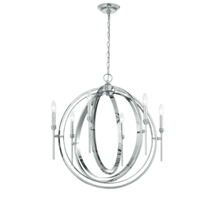 lot 2 image: WORLD IMPORTS Rondure 6-Light Polished Nickel Chandelier