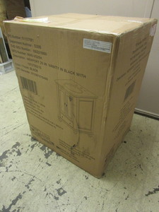 lot 803 image: HOME DEPOT DECORATORS COLLECTION NEWPORT 25 BLACK VANITY WITH MARBLE TOP - NEW