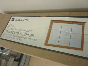 lot 821 image: GLACIER BAY TRI-VIEW SURFACE MOUNT MEDICINE CABINET, OAK - NEW