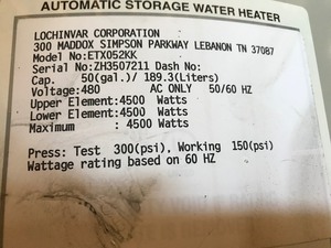 lot 15 image: 50 Gallon Water Heater