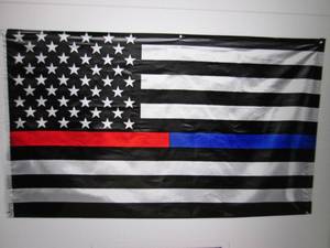 3 ft x 5 ft Red and Blue Line Ameri...