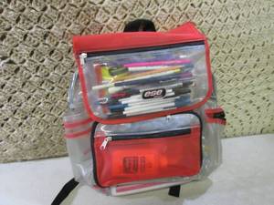 Clear School Backpack Full of Pens ...