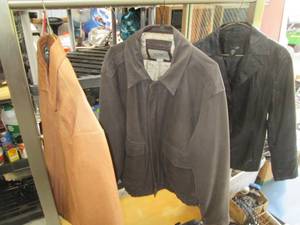 lot 78 image: (2) Mens Leather Jackets, (1) Ladi...