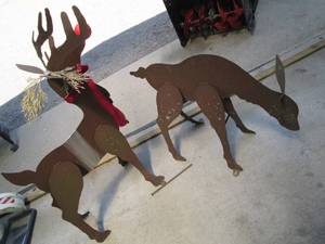 lot 112 image: (2) Metal Deer, one with holiday De...