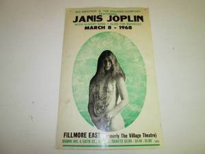 lot 191 image: Cardbaord 1968 Janis Joplin Poster See Photo...