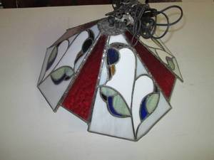 lot 200 image: Hanging Stained Glass Lamp See Pho...