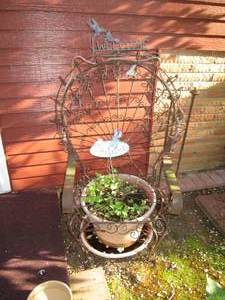 lot 239 image: Mexican Twist Wire Chair With Planter (Pre-Planted With Morning Glories)