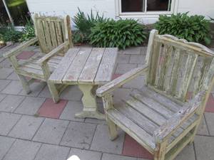 lot 245 image: (2) Cedar Chairs & Table
