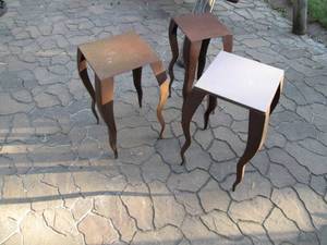lot 246 image: (3) Steel Flame Style Tables (Handmade)